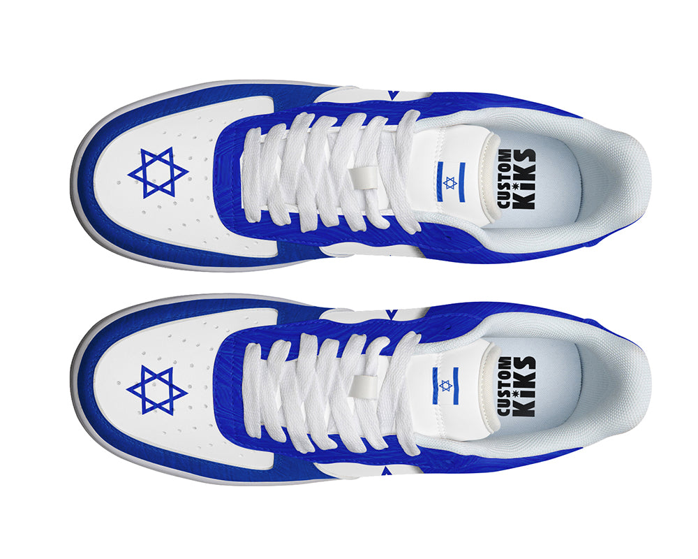 Israeli Flag Sneakers: Israeli Flag Pattern Court Sneakers