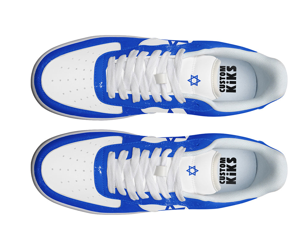 Israeli Flag Sneakers: Israeli Flag Pattern Court Sneakers