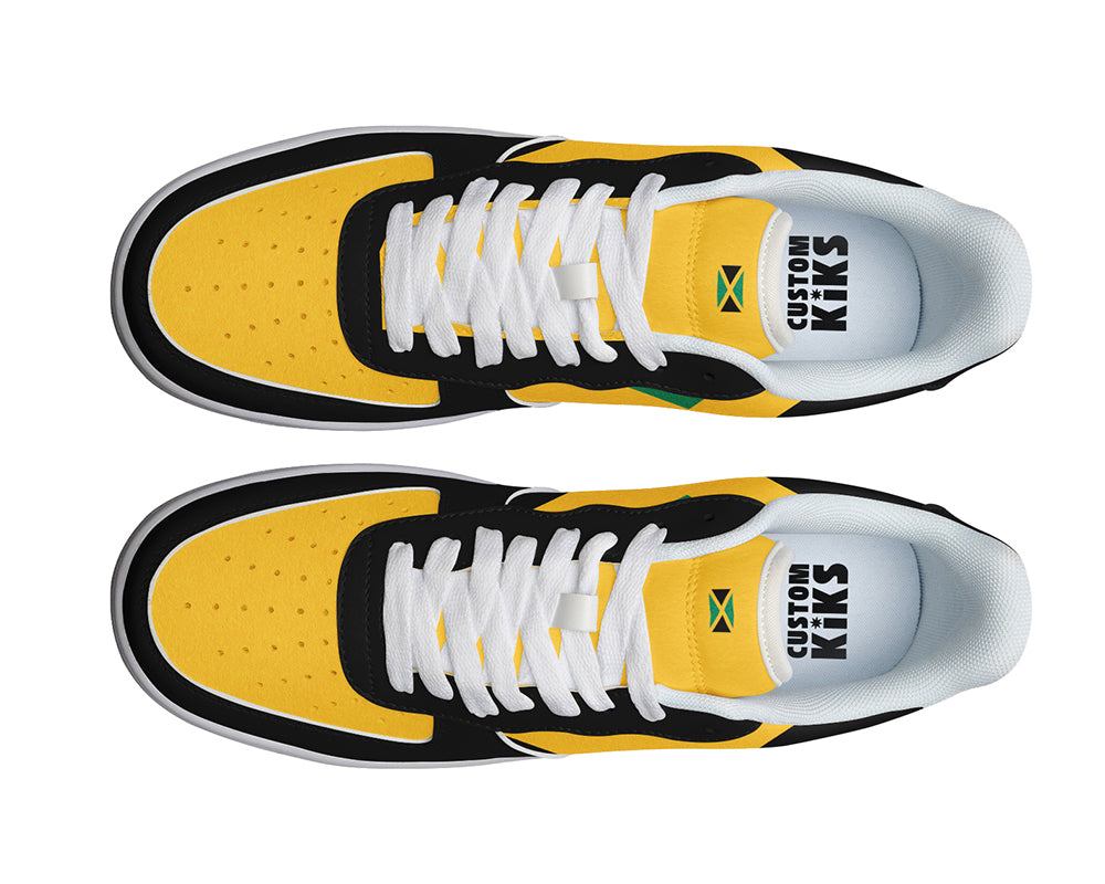 Jamaican Flag Sneakers: Jamaican Flag Pattern Court Sneakers