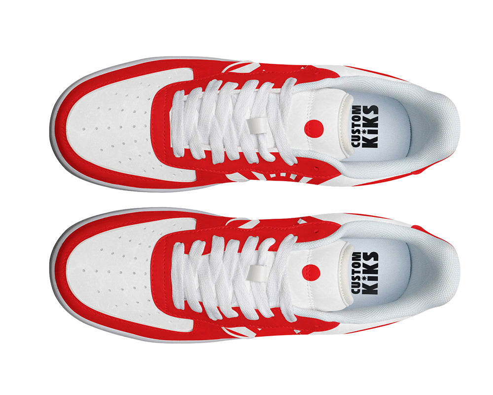 Japan Sneakers: Red Sun Rays Court Sneakers
