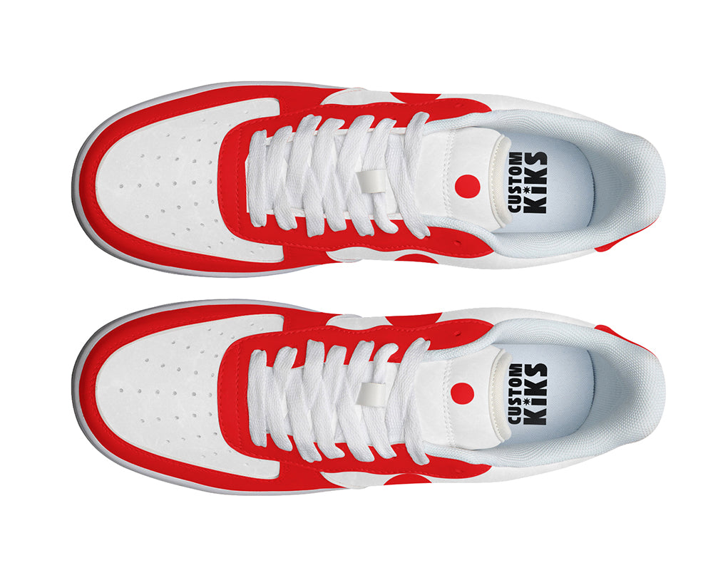 Japanese Flag Sneakers: Japanese Flag Pattern Court Sneakers