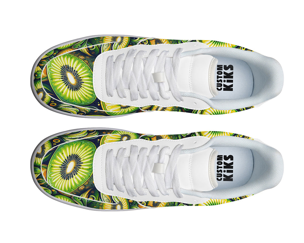 Kiwi Sneakers: Kiwi Fruit Pattern Court Sneakers
