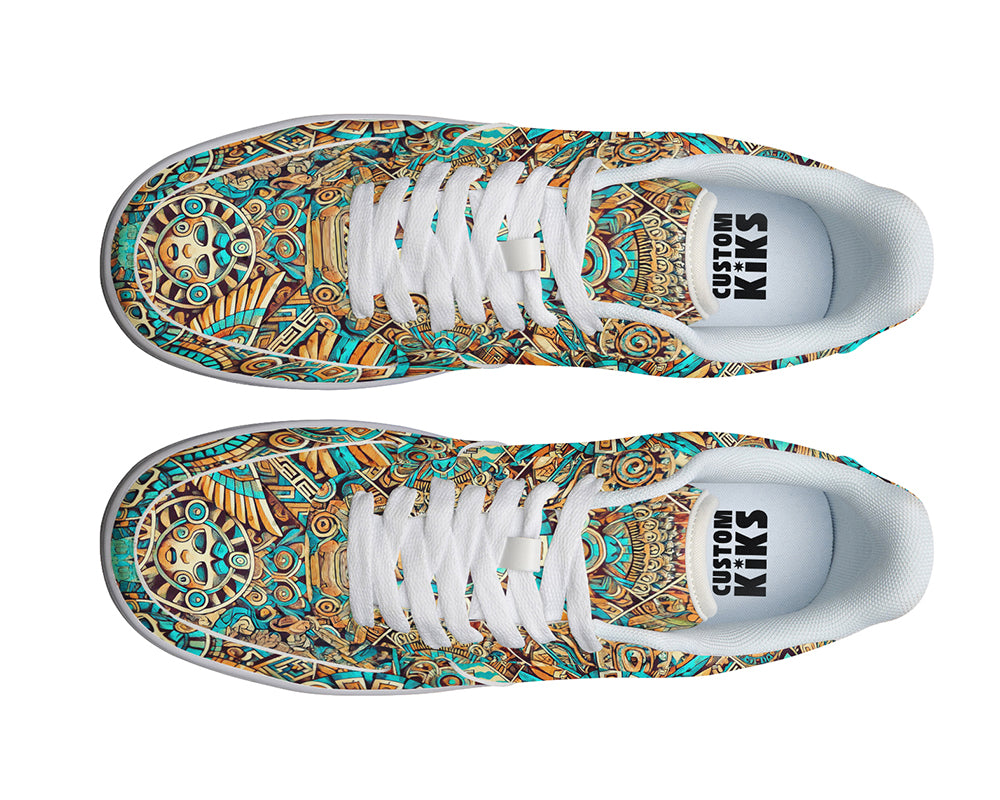 Mayan Sneakers: Mayan Pattern Court Sneakers