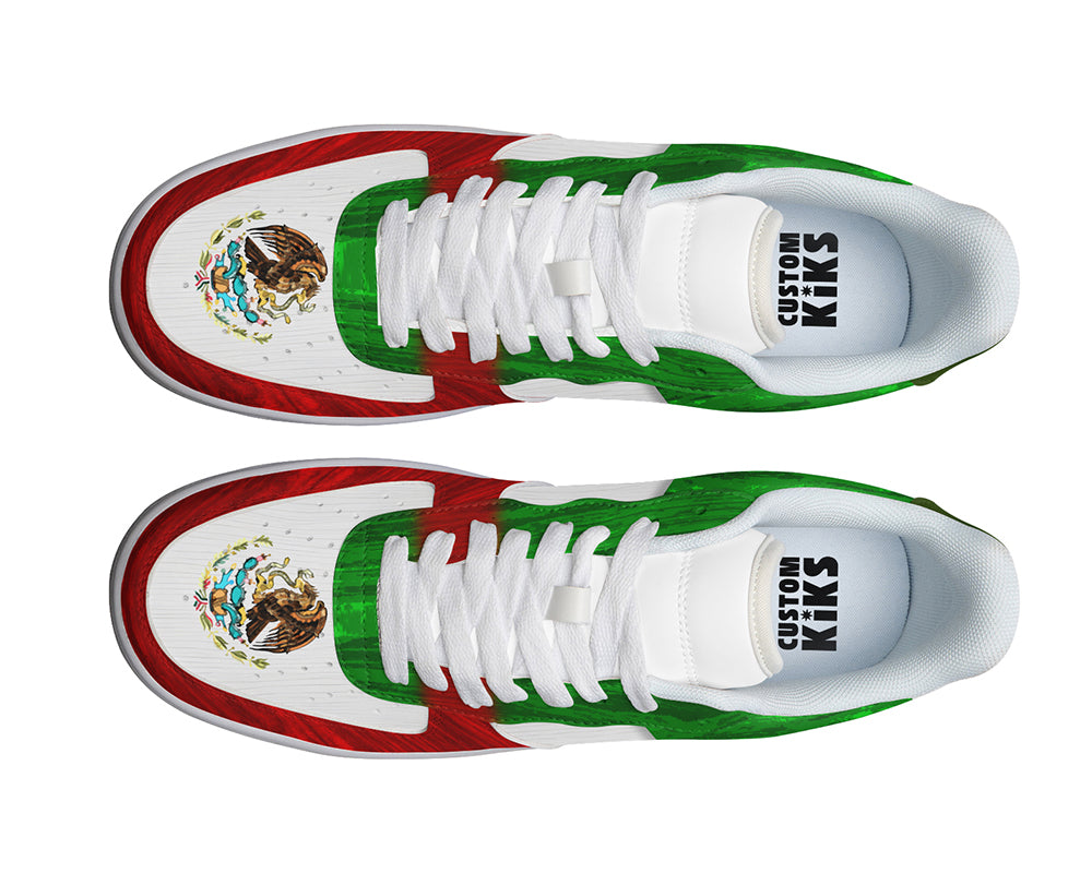 Mexican Flag Sneakers: Mexican Flag Pattern Court Sneakers