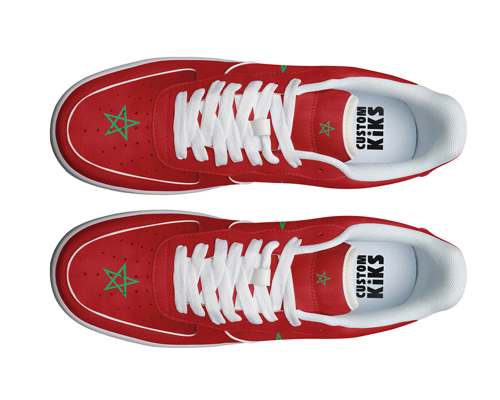 Moroccan Flag Sneakers: Moroccan Flag Pattern Court Sneakers