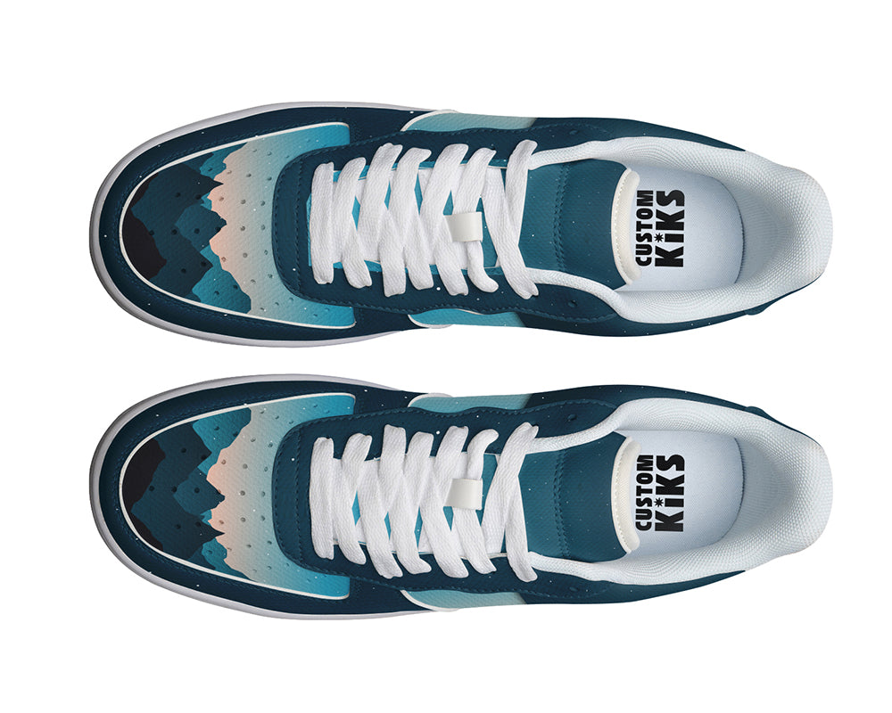Mountain Sneakers: Mountain Landscape Illustration Court Sneakers