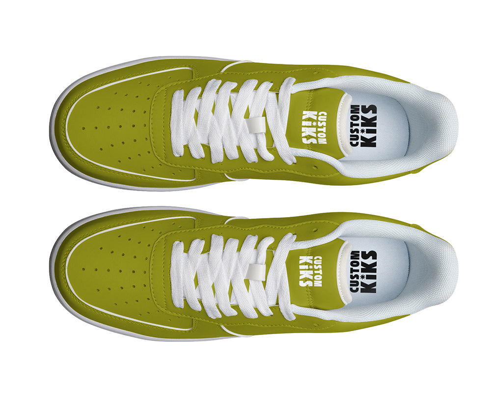Olive Green Sneakers: Solid Olive Green Court Sneakers