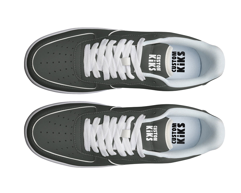 Charcoal Gray Sneakers: Solid Charcoal Gray Court Sneakers