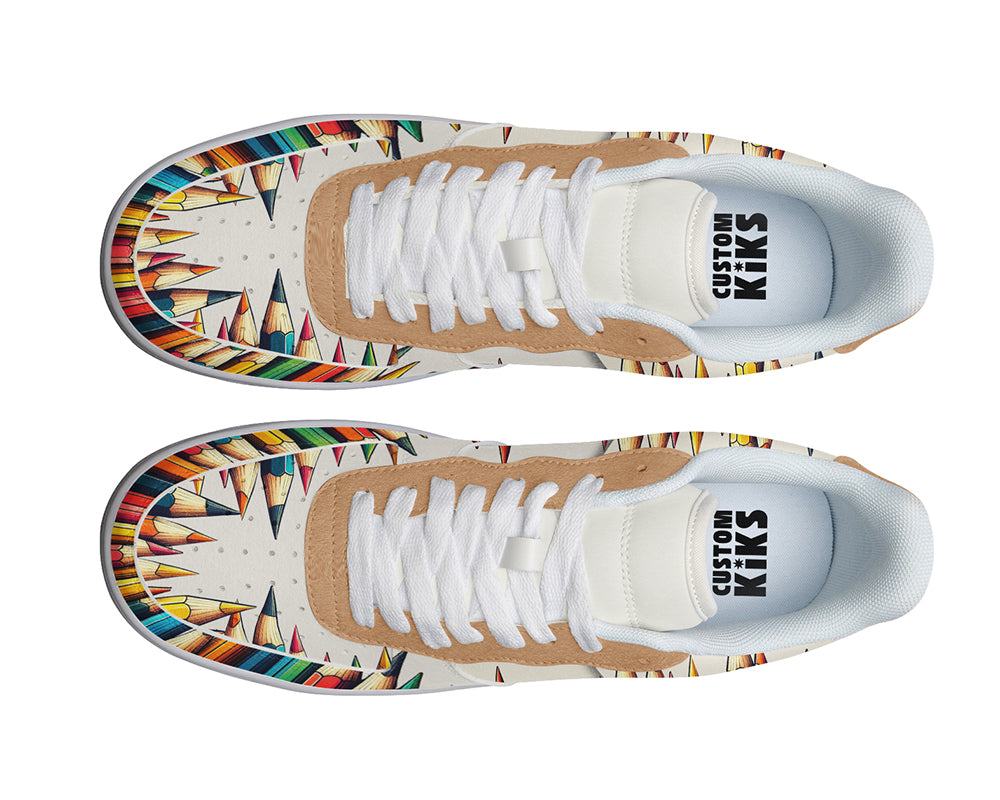 Pencil Sneakers: Pencil Pattern Court Sneakers