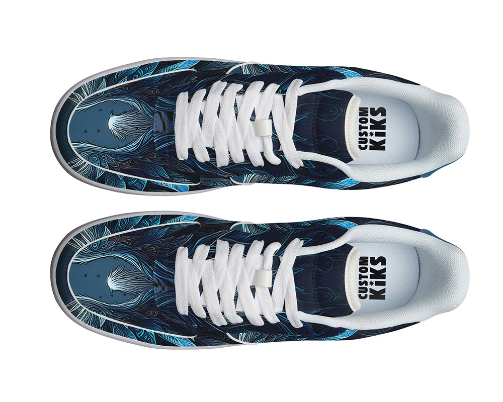 Phoenix Sneakers: Phoenix Feather Pattern Court Sneakers