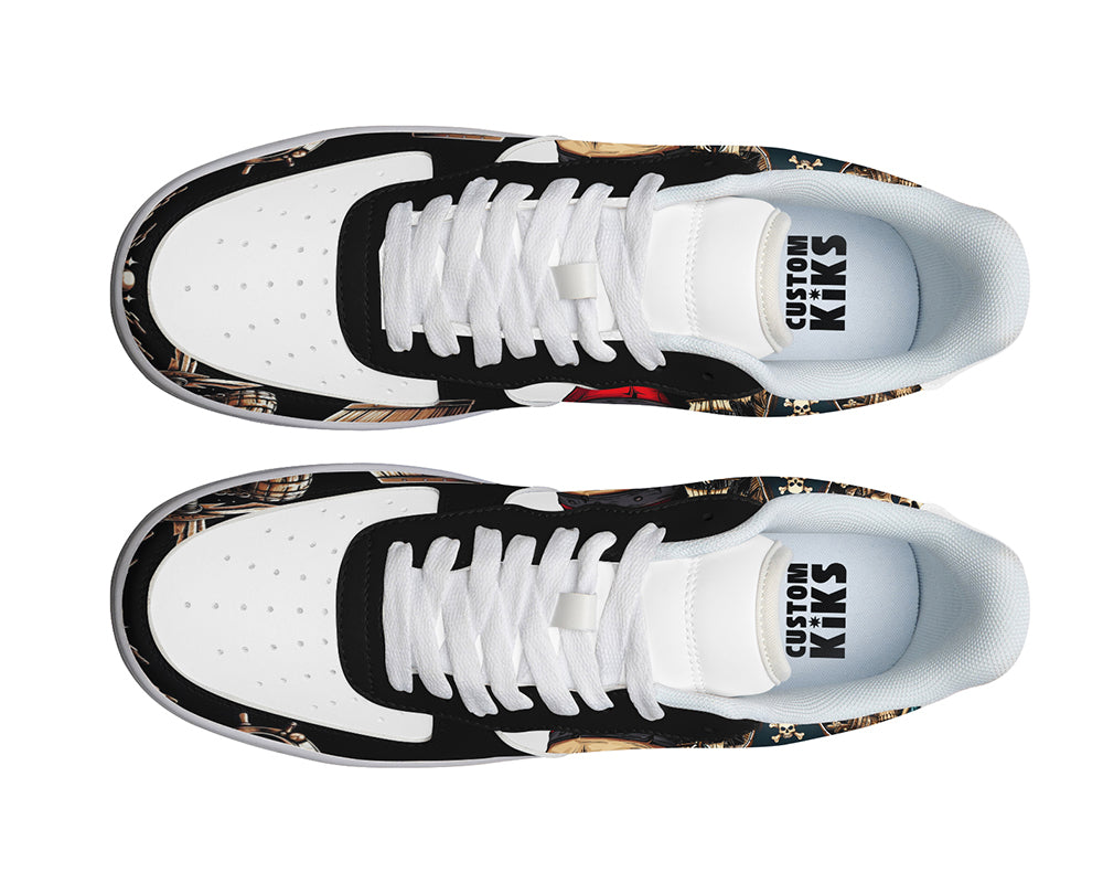 Pirate Skull Sneakers: Pirate Illustration Court Sneakers