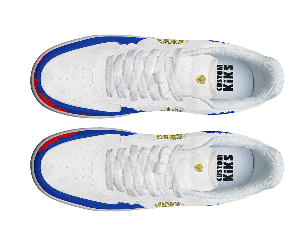 Russian Flag Sneakers: Russian Federation Flag Pattern Court Sneakers