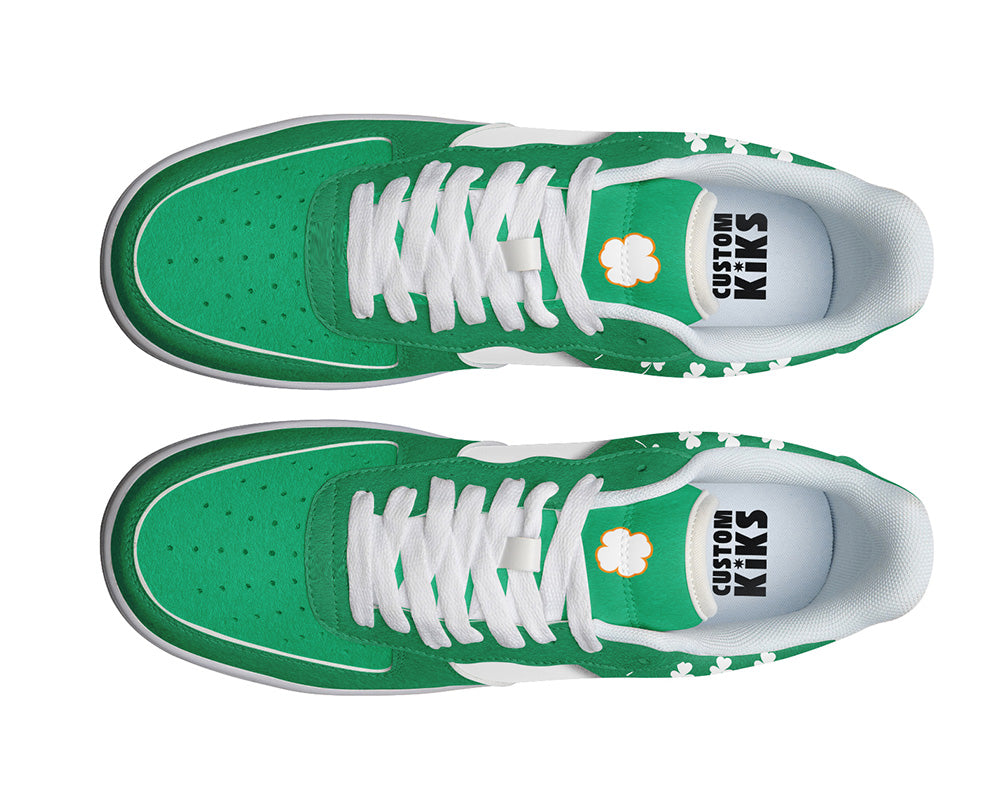 Saint Patrick Sneakers: Shamrock Pattern Court Sneakers