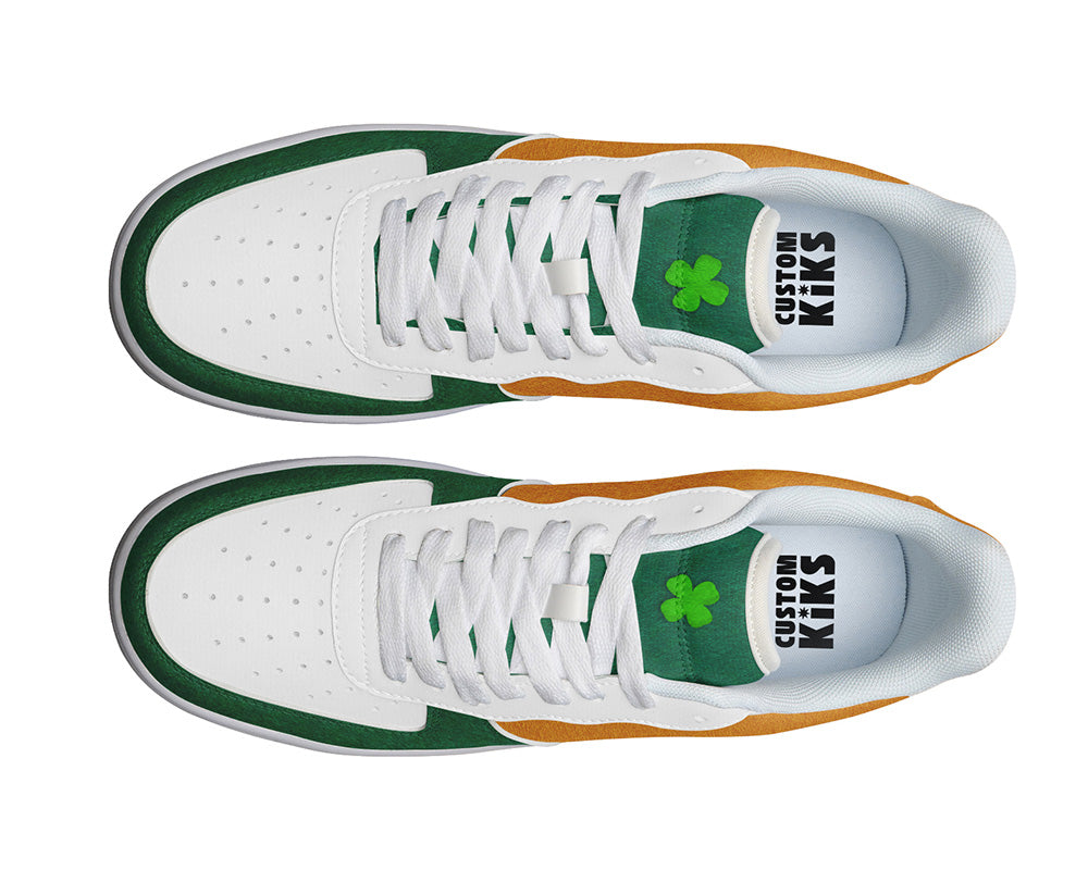 Saint Patrick Sneakers: Green and Gold Court Sneakers