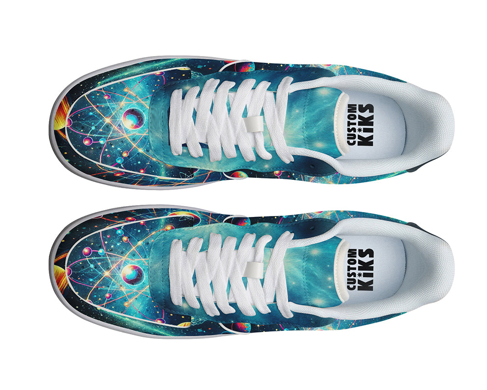 Atomic Sneakers: Atomic Galaxy Pattern Court Sneakers