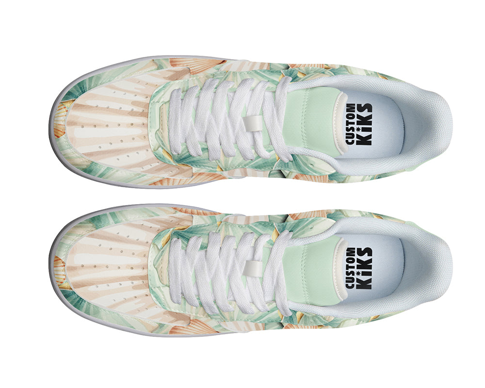 Seashell Sneakers: Seashell Pattern Court Sneakers