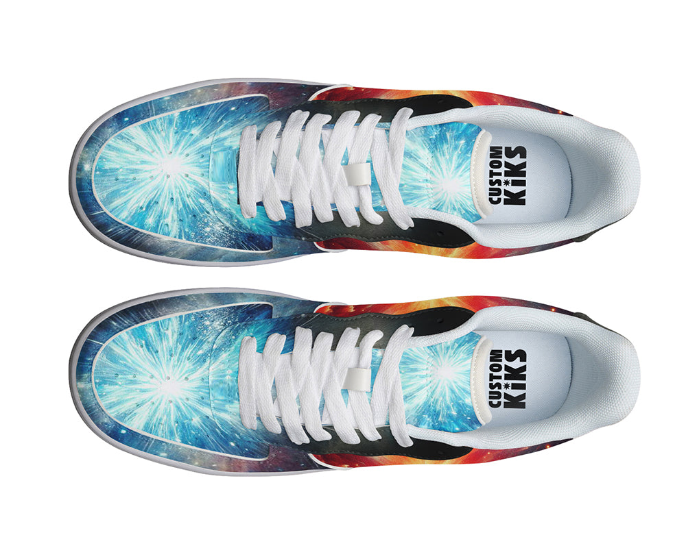 Galaxy Sneakers: Supernova Pattern Court Sneakers