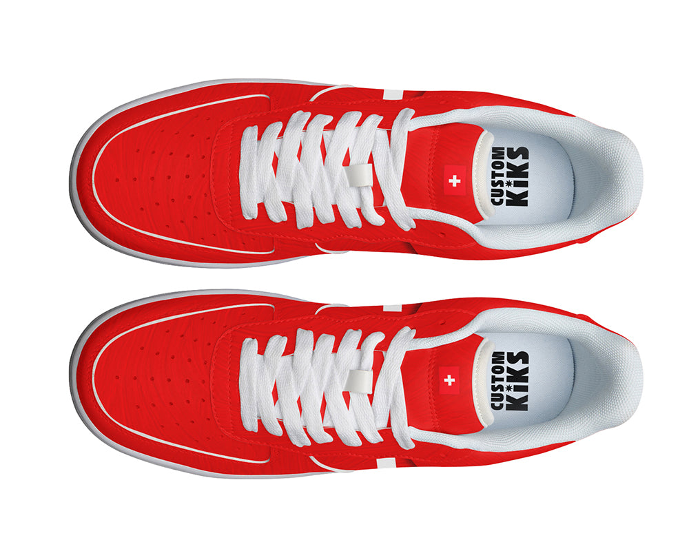 Swiss Flag Sneakers: Swiss Flag Pattern Court Sneakers