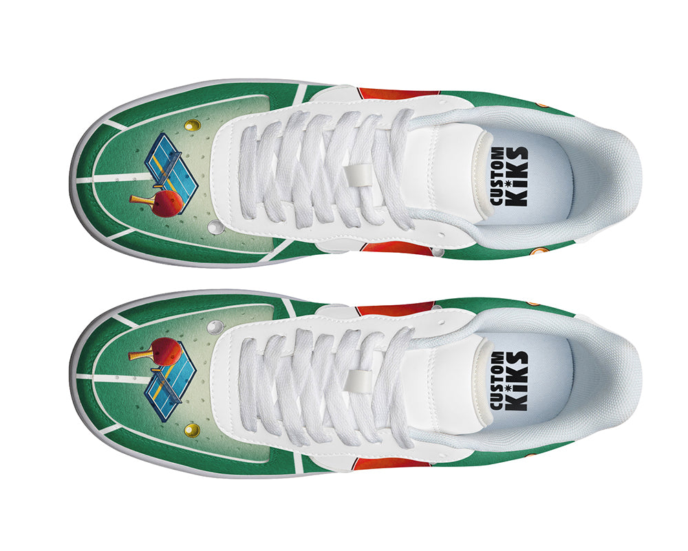 Ping Pong Sneakers: Ping Pong Paddle Pattern Court Sneakers
