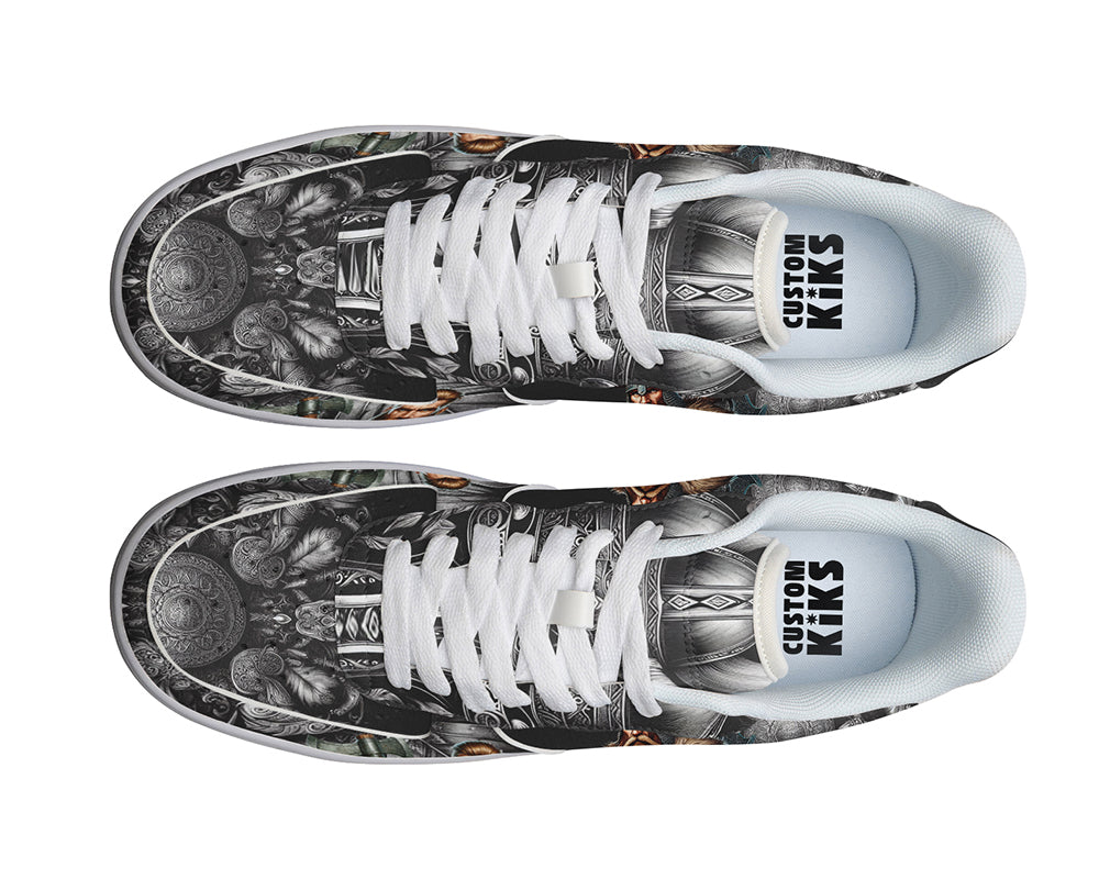 Viking Sneakers: Viking Illustration Court Sneakers