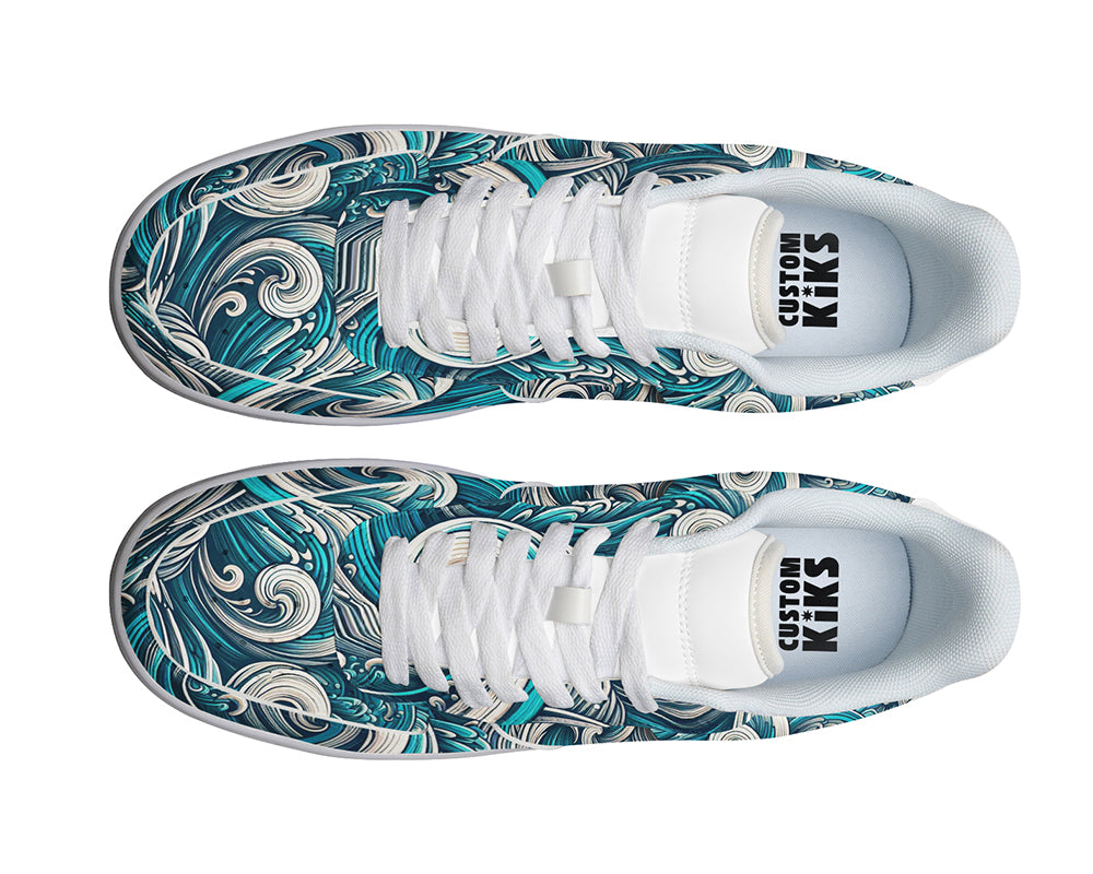Ocean Wave Sneakers: Wave Pattern Court Sneakers