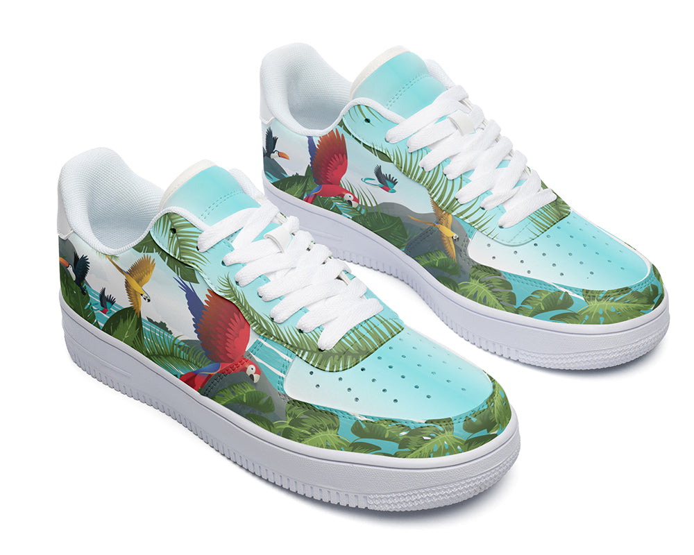 Tropical Bird Sneakers: Tropical Bird Illustration Court Sneakers