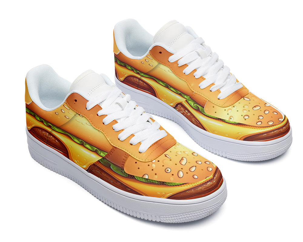Burger Sneakers: Cheeseburger Illustration Court Sneakers