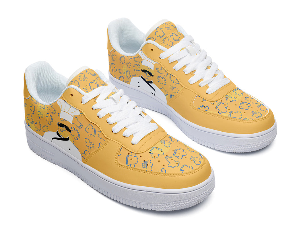 Chef Sneakers: Chef Hat Pattern Court Sneakers