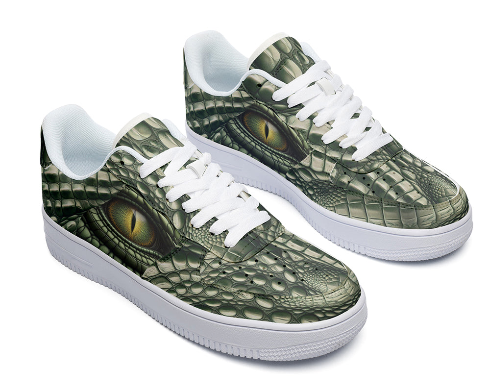 Crocodile Sneakers: Crocodile Skin Pattern Court Sneakers