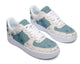 Custom Kiks_white sneaker with a light blue dandelion print