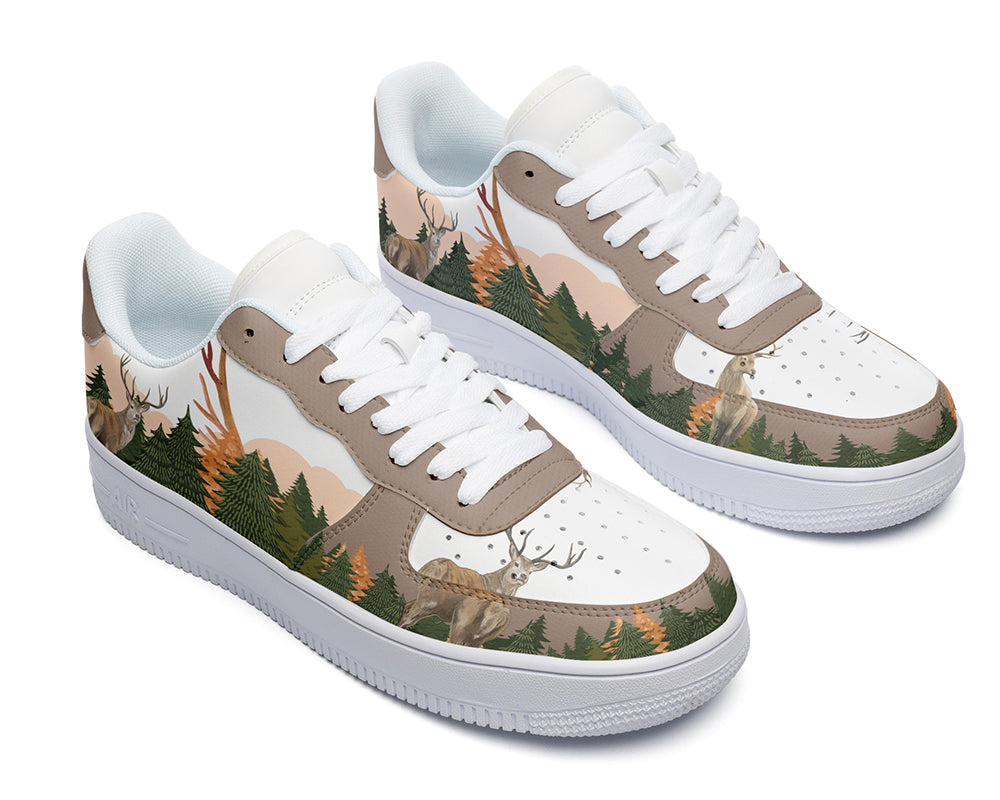 Deer Sneakers: Woodland Deer Illustration Court Sneakers
