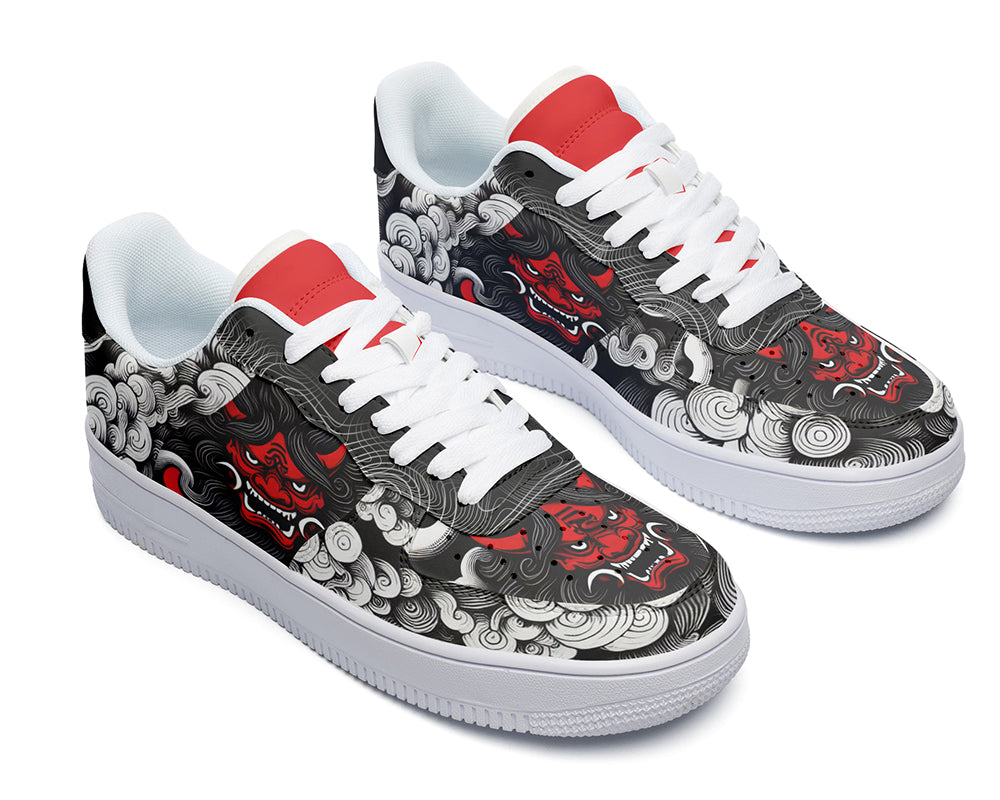 Oni Mask Sneakers: Japanese Demon Wave Court Sneakers