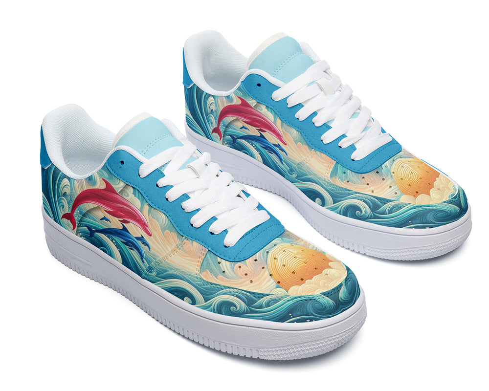 Dolphin Sneakers: Dolphin Illustration Court Sneakers