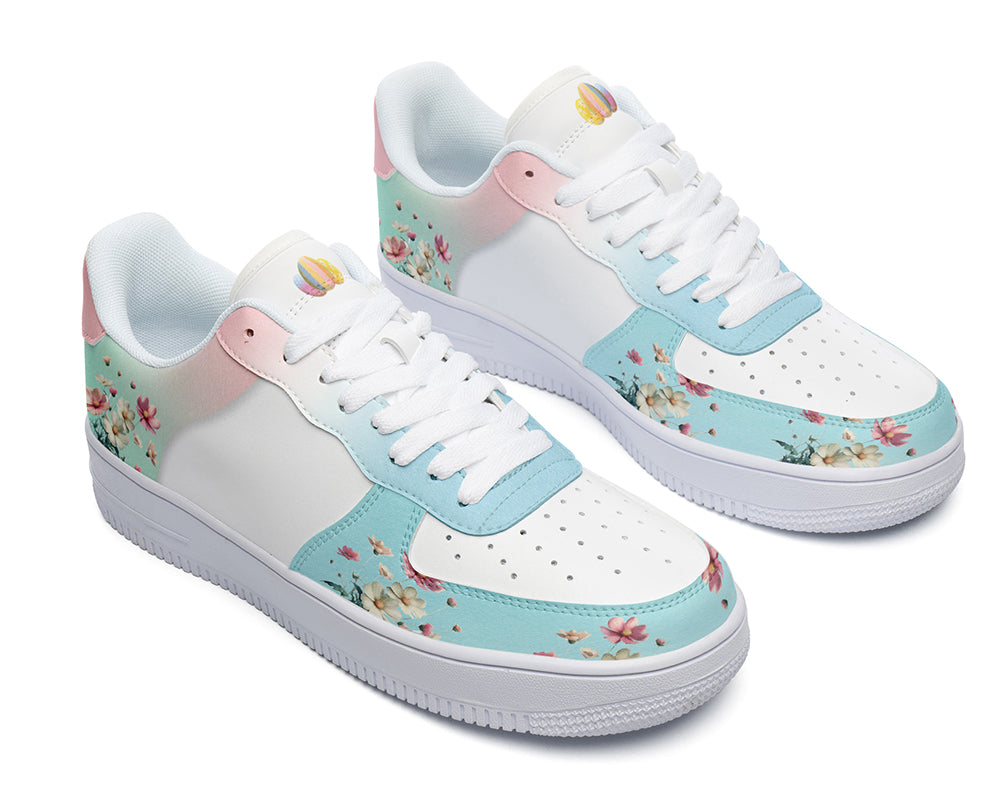 Spring Floral Sneakers: Easter Floral Pattern Court Sneakers