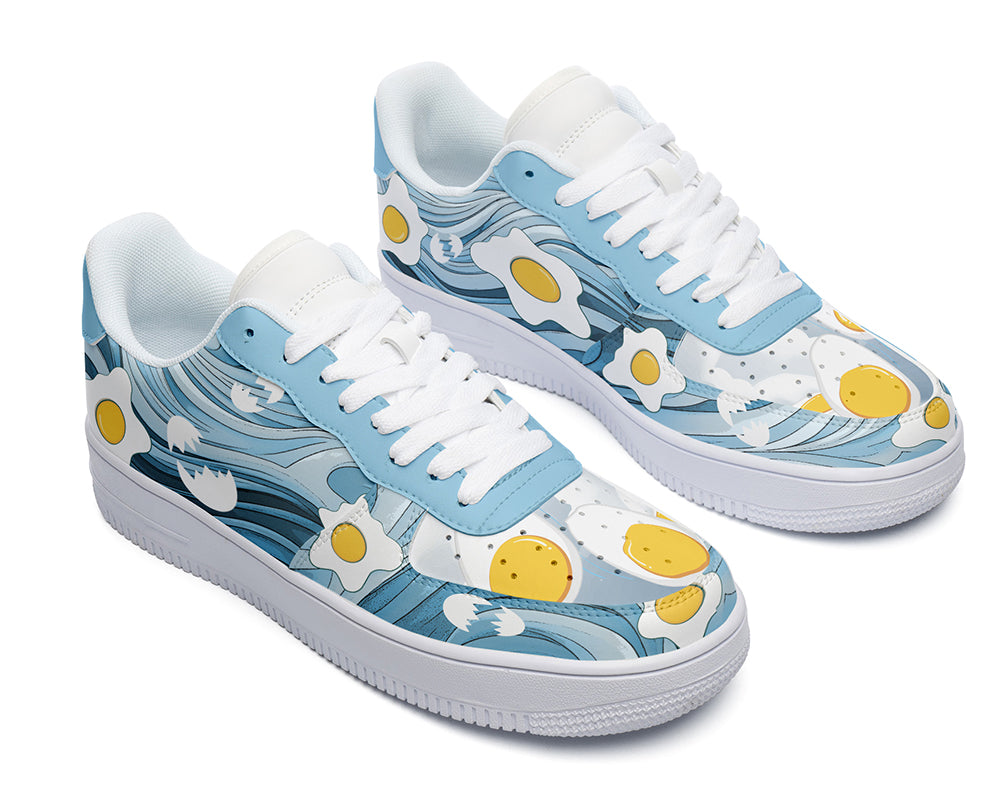 Fried Egg Sneakers: Fried Egg Pattern Court Sneakers