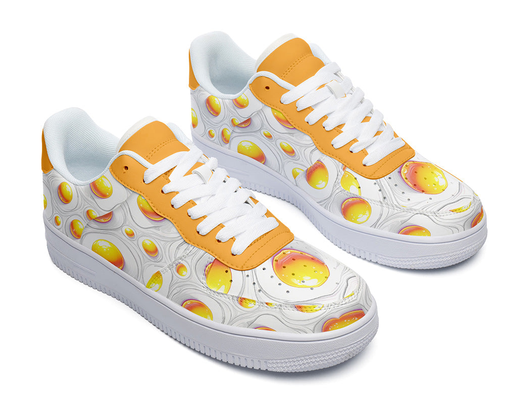 Sunny Side Up Sneakers: Sunny Side Up Egg Pattern Court Sneakers