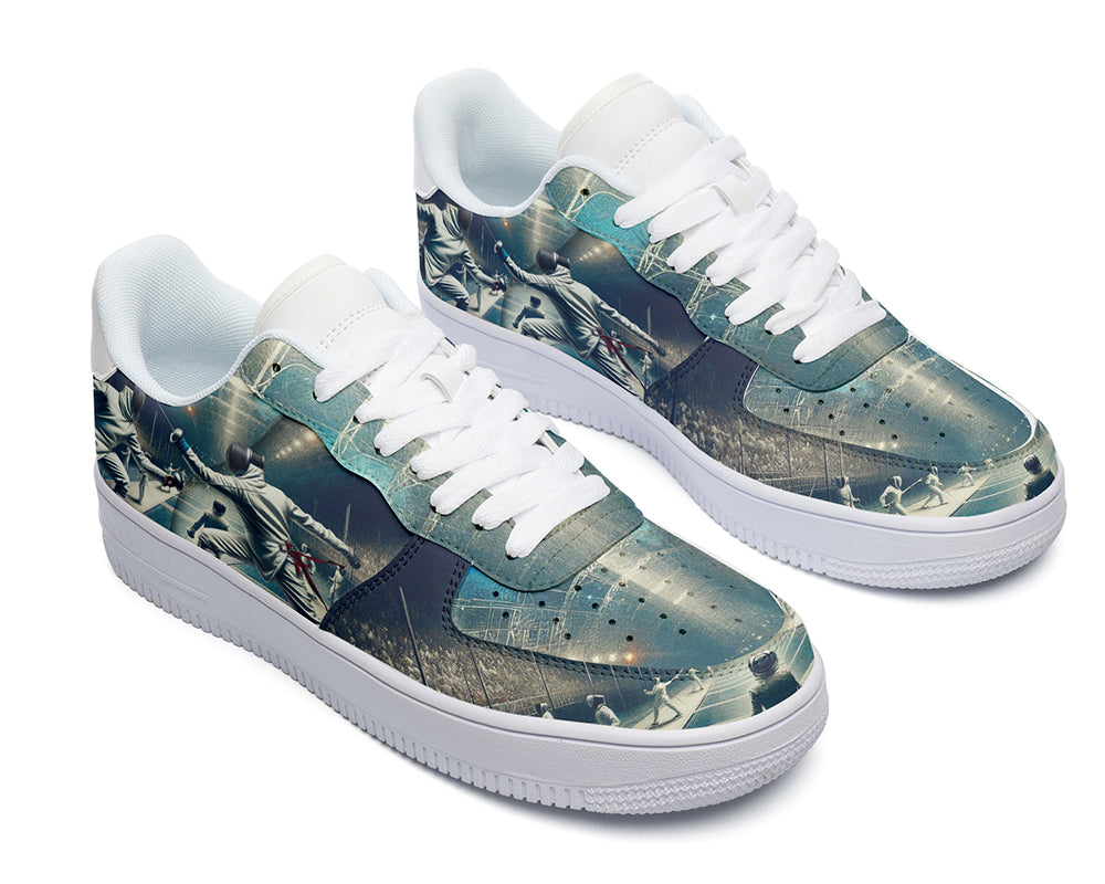 Fencing Sneakers: Fencer Illustration Court Sneakers
