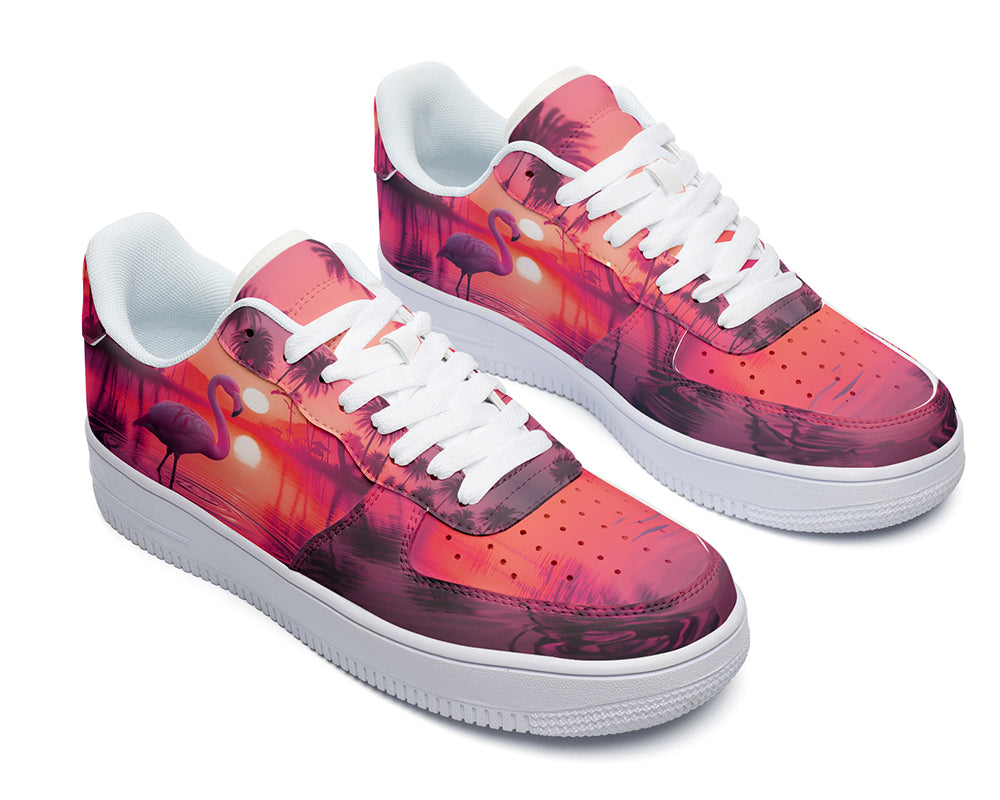 Flamingo Sneakers: Flamingo Illustration Court Sneakers