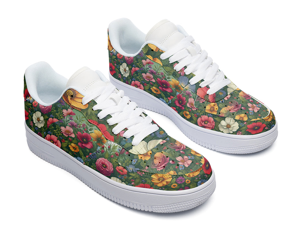 Flower Garden Sneakers: Floral Garden Illustration Court Sneakers