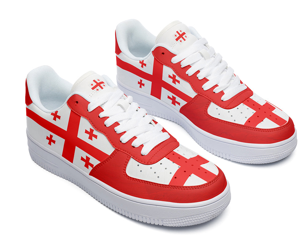 Georgian Flag Sneakers: Georgian Flag Pattern Court Sneakers