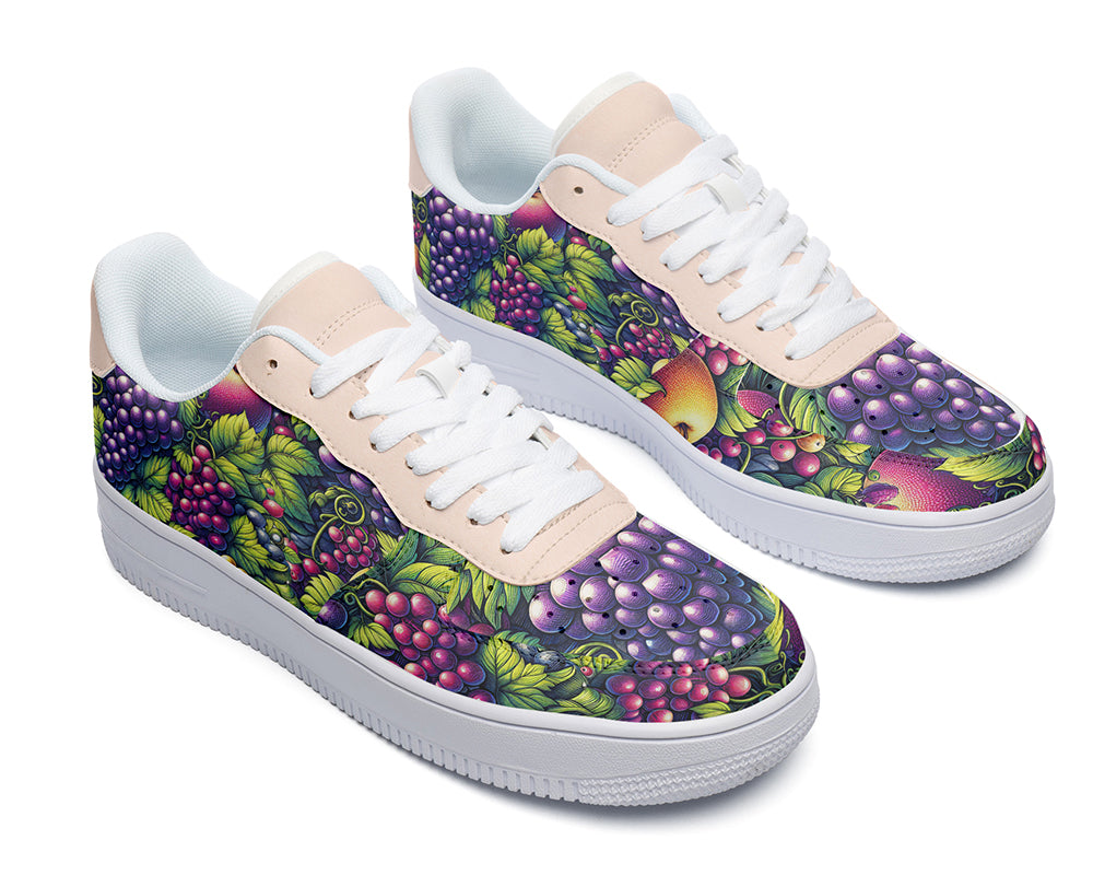 Grape Sneakers: Grapes Illustration Court Sneakers