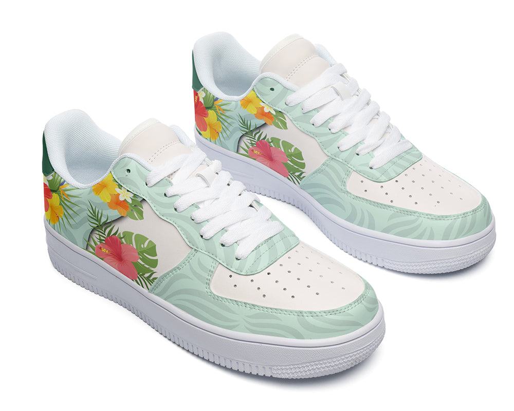 Hibiscus Sneakers: Hibiscus Flower Pattern Court Sneakers
