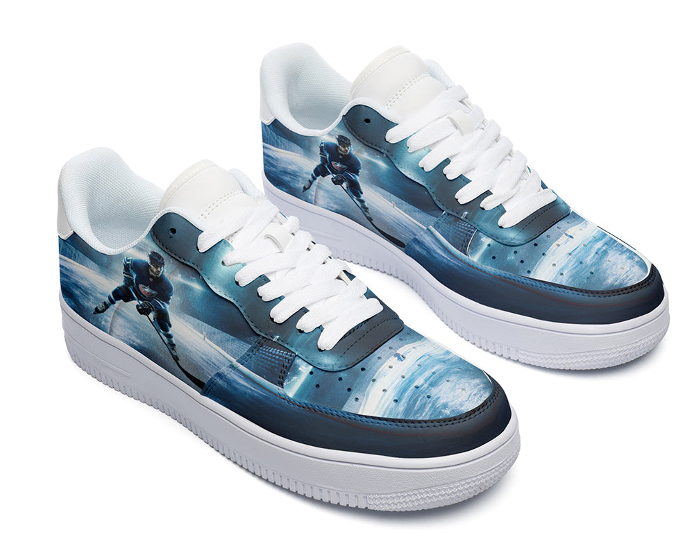 Hockey Sneakers: Hockey Player Ice Rink Scene Court Sneakers