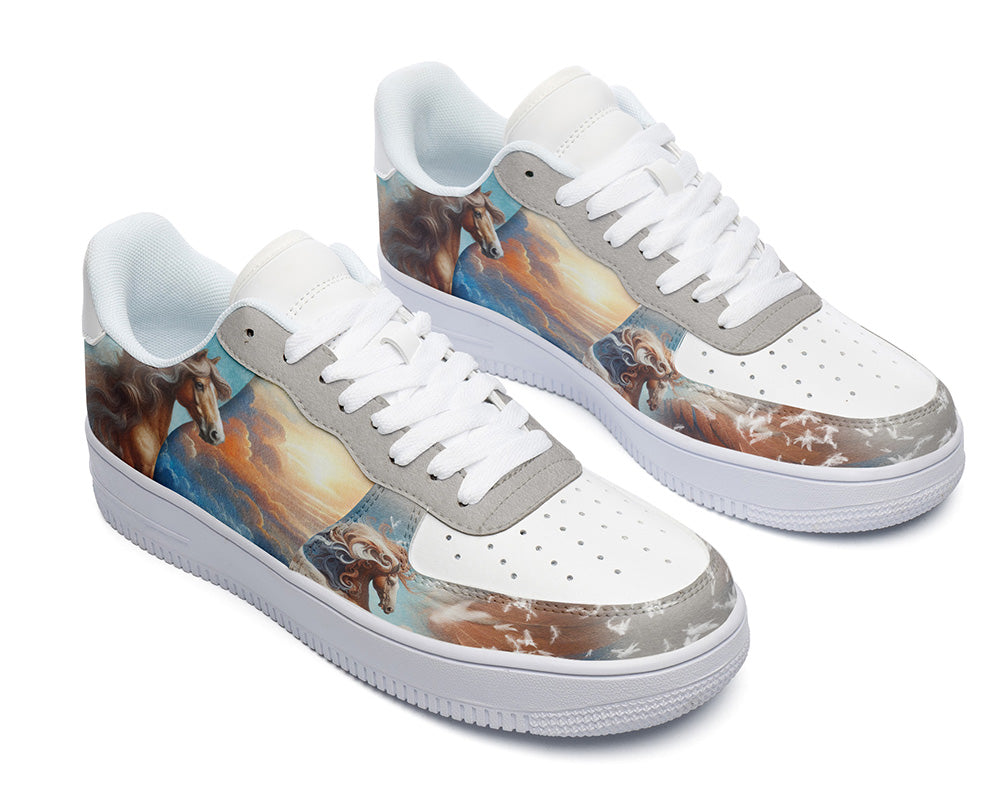 Horse Sneakers: Horse Illustration Court Sneakers
