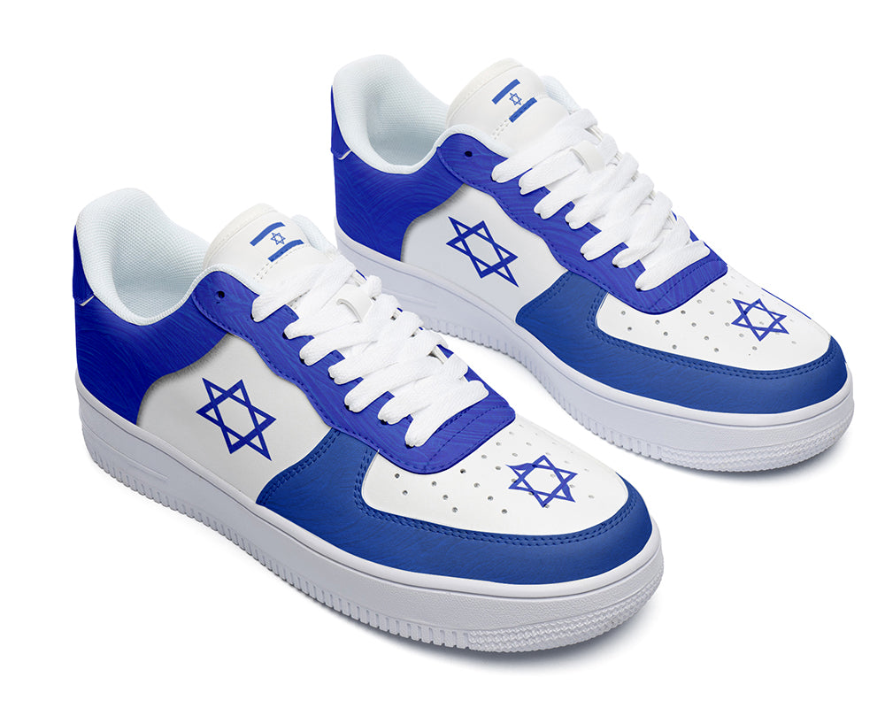 Israeli Flag Sneakers: Israeli Flag Pattern Court Sneakers
