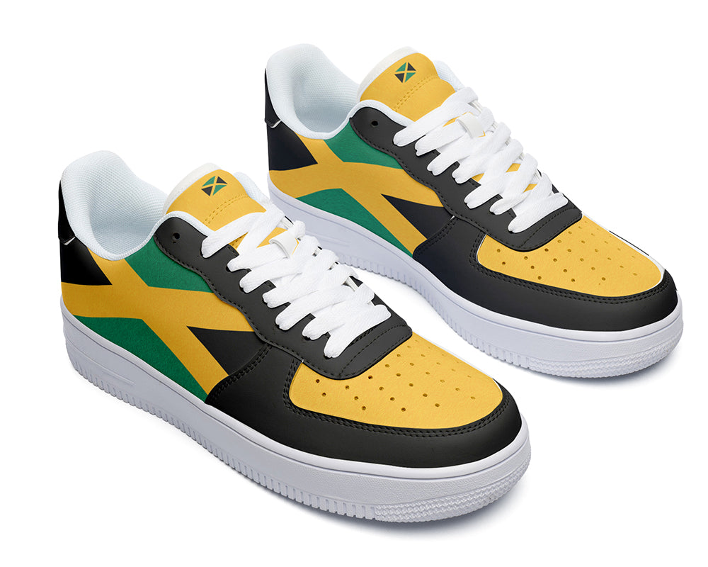 Jamaican Flag Sneakers: Jamaican Flag Pattern Court Sneakers