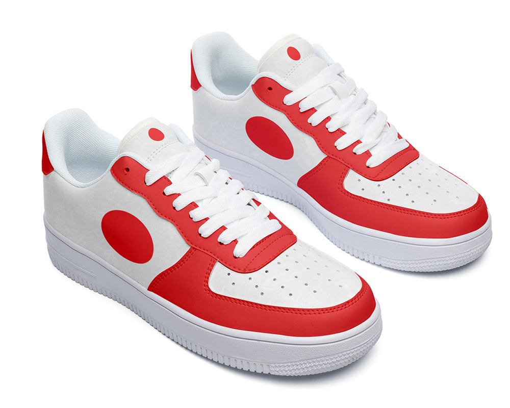 Japanese Flag Sneakers: Japanese Flag Pattern Court Sneakers