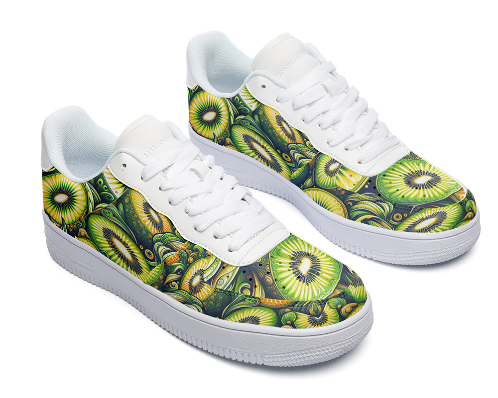 Kiwi Sneakers: Kiwi Fruit Pattern Court Sneakers