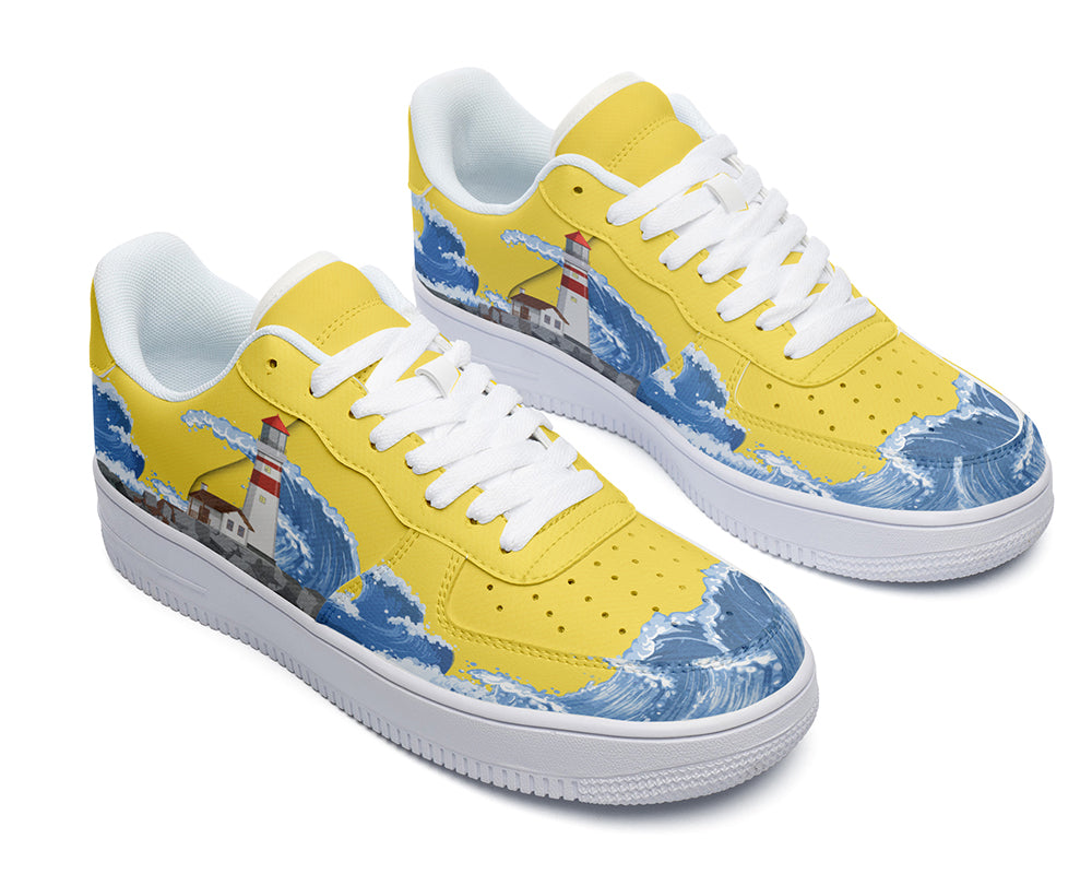 Lighthouse Sneakers: Lighthouse Illustration Court Sneakers