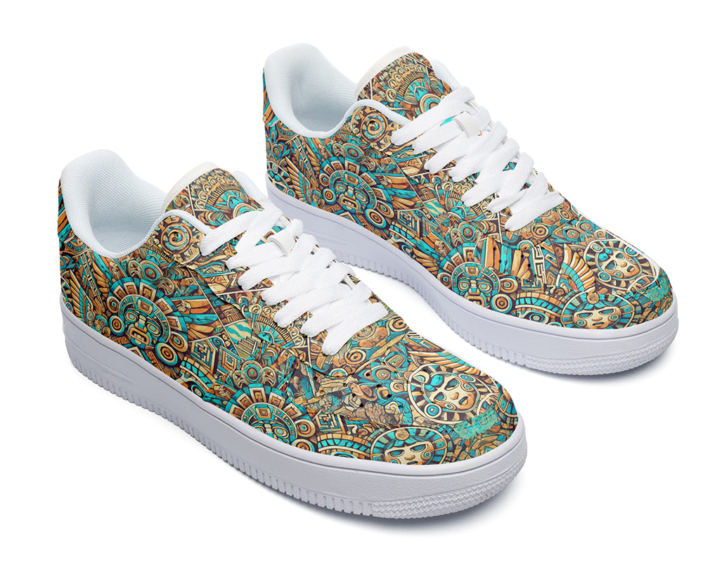 Mayan Sneakers: Mayan Pattern Court Sneakers